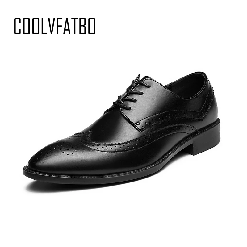 

COOLVFATBO Men Dress Leather Shoes Slip On Fashion Male Formal Oxford Shoes Flats Pointed Toe Casual Shoes For Men PU Shoe