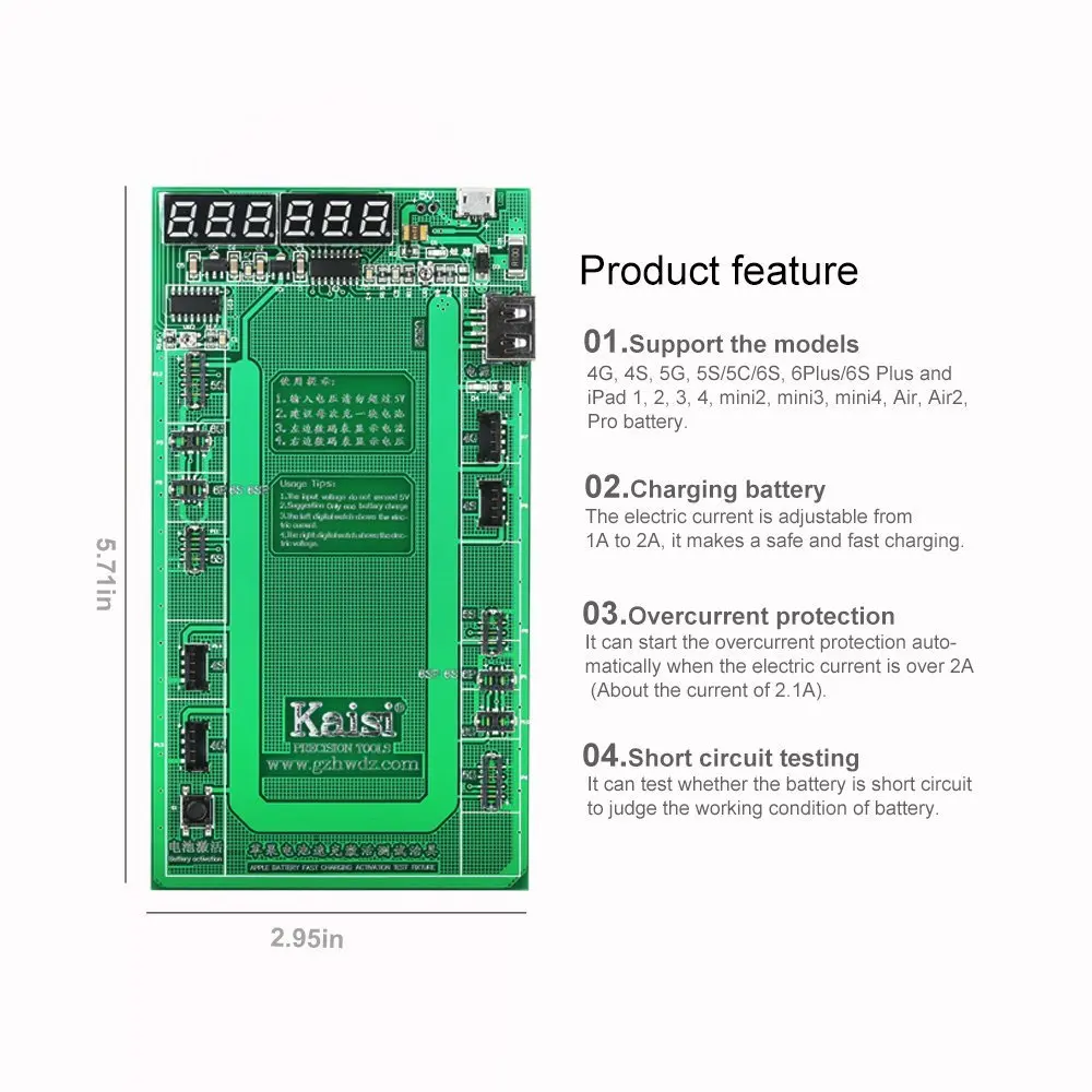 Kaisi Battery Tester charger Activation Board for Apple Phone 4 4s 5 5c