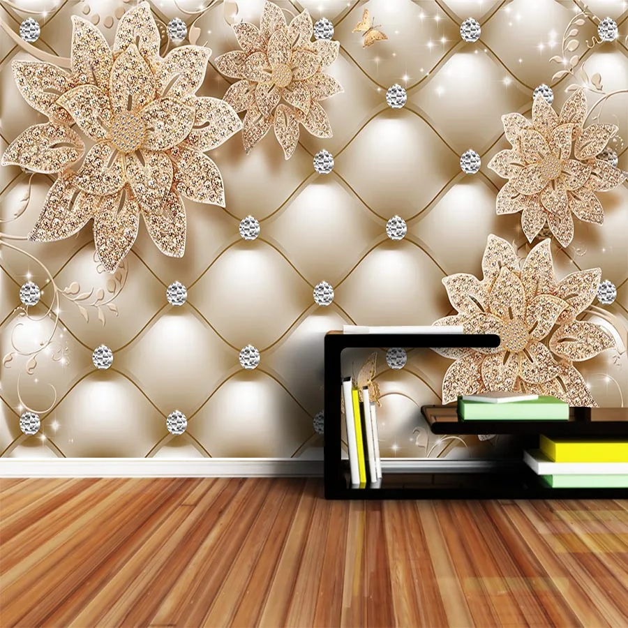 ShineHome цветочный мягкий рулон алмазные украшения обои 3d для стен 3 d гостиной зала