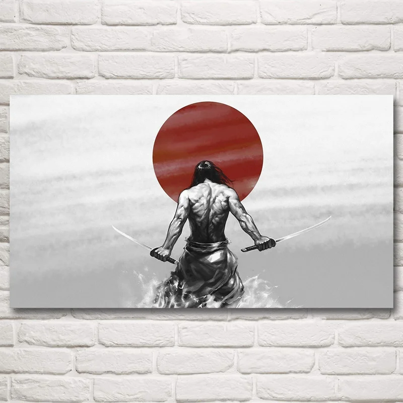 FOOCAME самурай катана японское аниме постеры и принты шелковые украшения для спальни художественная декоративная картина на стену домашний Декор картина - Цвет: 008