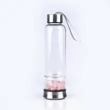 Продукт Запуск натуральный кварц неравномерность Роза кристалл гравий бутылка стекло воды гравий камень чашка подарок