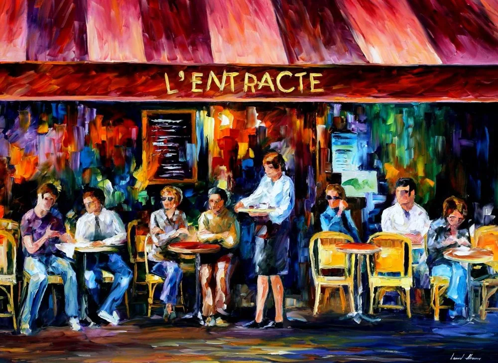 

Painting for sale Colorful oil paintings Canvas cafe in paris Abstract Modern Fine Art Home Decor High quality Handpainted