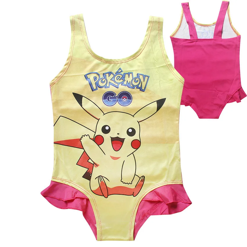 

New Arrival Babys Girls Cartoon Pokemon Go Pikachu Bikini one piece Swim Wear Kids Bathing children Swimsuit Clothes Costumes