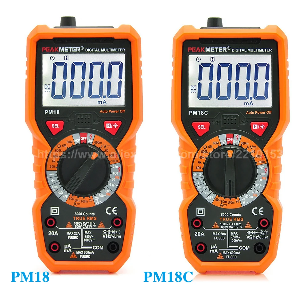 Ручной цифровой мультиметр Высокая точность анти-сжигание частоты емкость универсальный измеритель NCV измерения PM18/PM18C