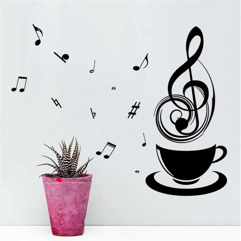 Relaxing partten Music Tea Coffee Cup DIY public office food store kitchen decorative home decal wall sticker fashion mural art Relaxing partten Music Tea Coffee Cup DIY public office food store kitchen decorative home decal wall sticker fashion mural art