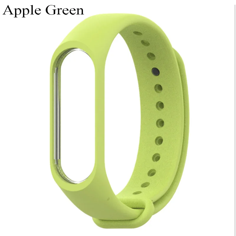 Ремешок mi band 3, Регулируемый силиконовый ремешок versa для xiaomi mi 3 smartband, пригодный для носки, замена для mi 3 - Цвет: Apple Green