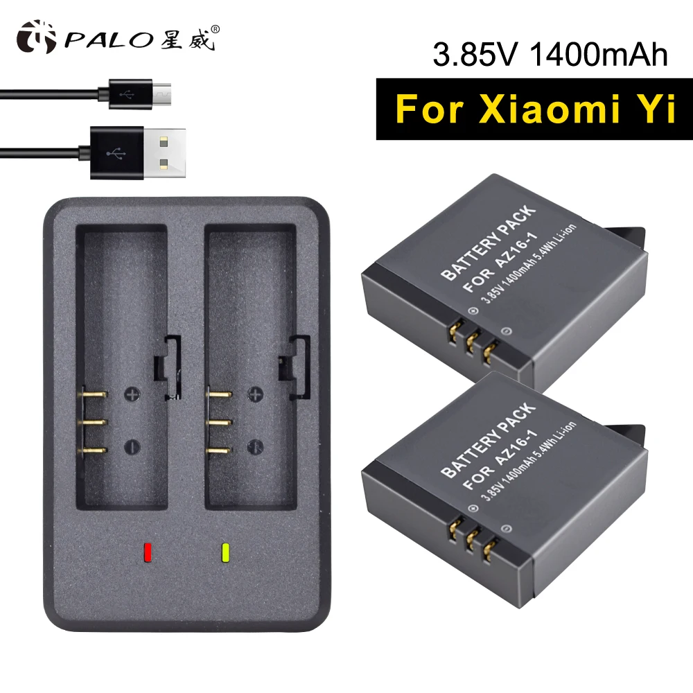 Лучший Пало Новый 2 шт.. AZ16 1 цифровая камера Цифровые аккумуляторы + USB Двойная зарядка для Xiaomi xiaoyi Спорт 4 к Экшн камера 2 аксессуары