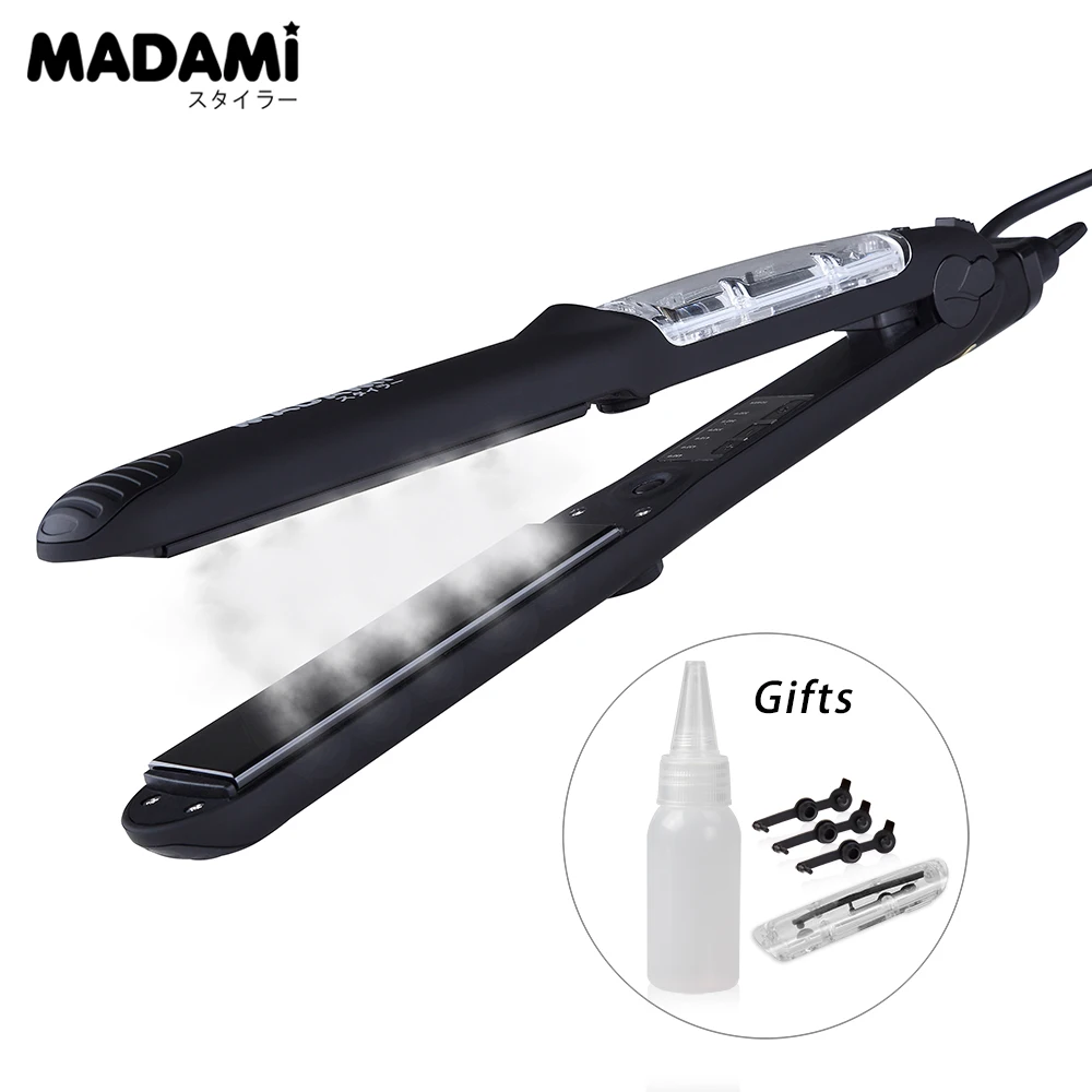 Comprar MADAMI profesional 450F de Vapor plancha para el cabello aceite de argán de Vapor de hierro plano con hermoso embalaje de calentamiento rápido de hierro