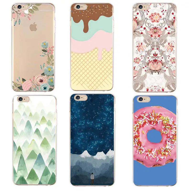 Мягкий прозрачный чехол из ТПУ для iPhone 4/4S 5 5S 6 6plus 7 8plus x силиконовый с изображением