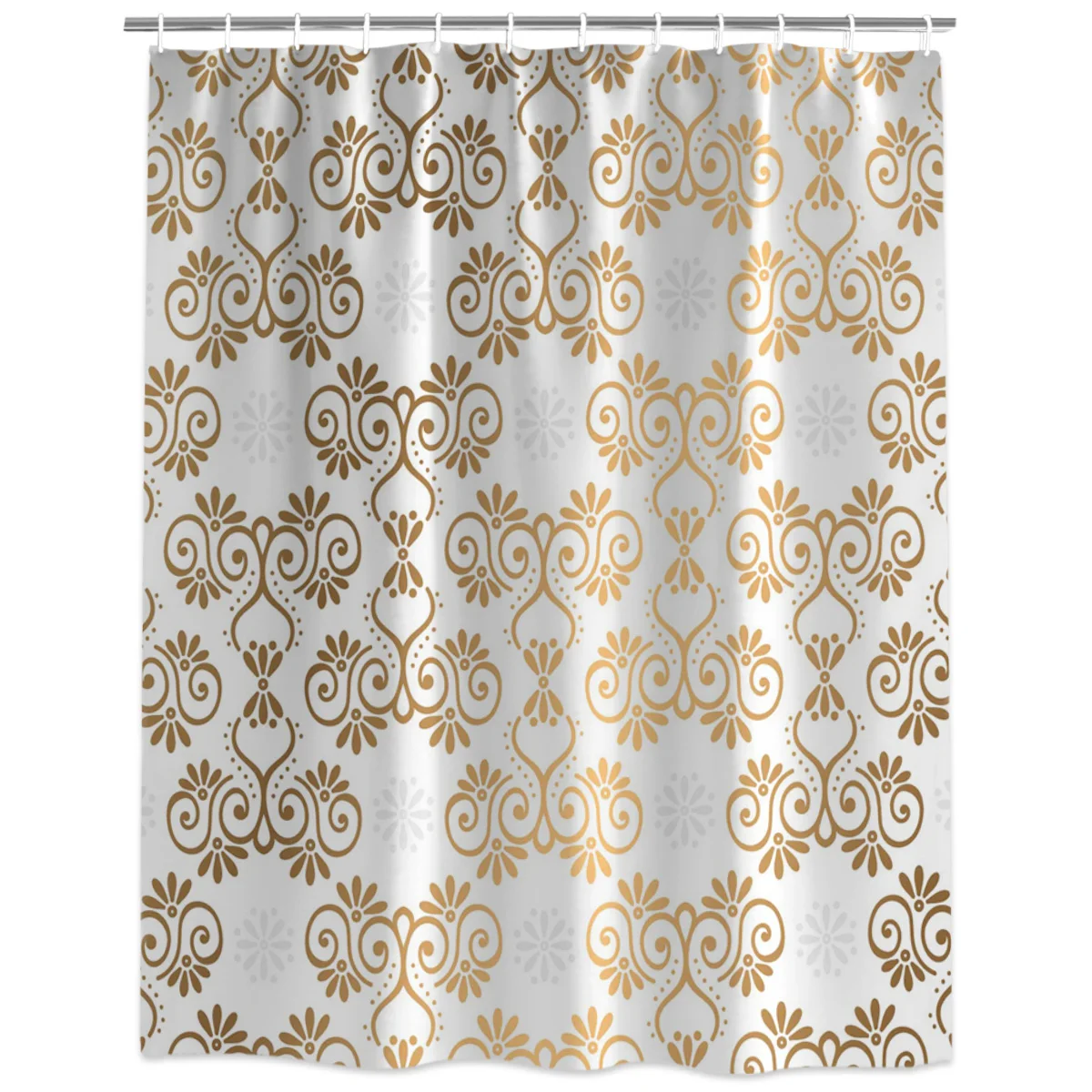 Gold Moroccan Pattern Damask Shower Curtain Custom Curtain For Bathroom
