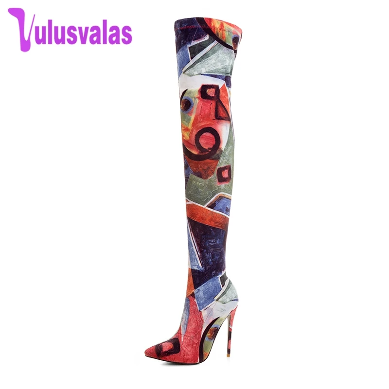 

Vulusvalas Size 33-43 Women Half Short Boots Cross Strap Flower High Heel Boots In Winter Shoe Thick Heels Botas Woman Footwears