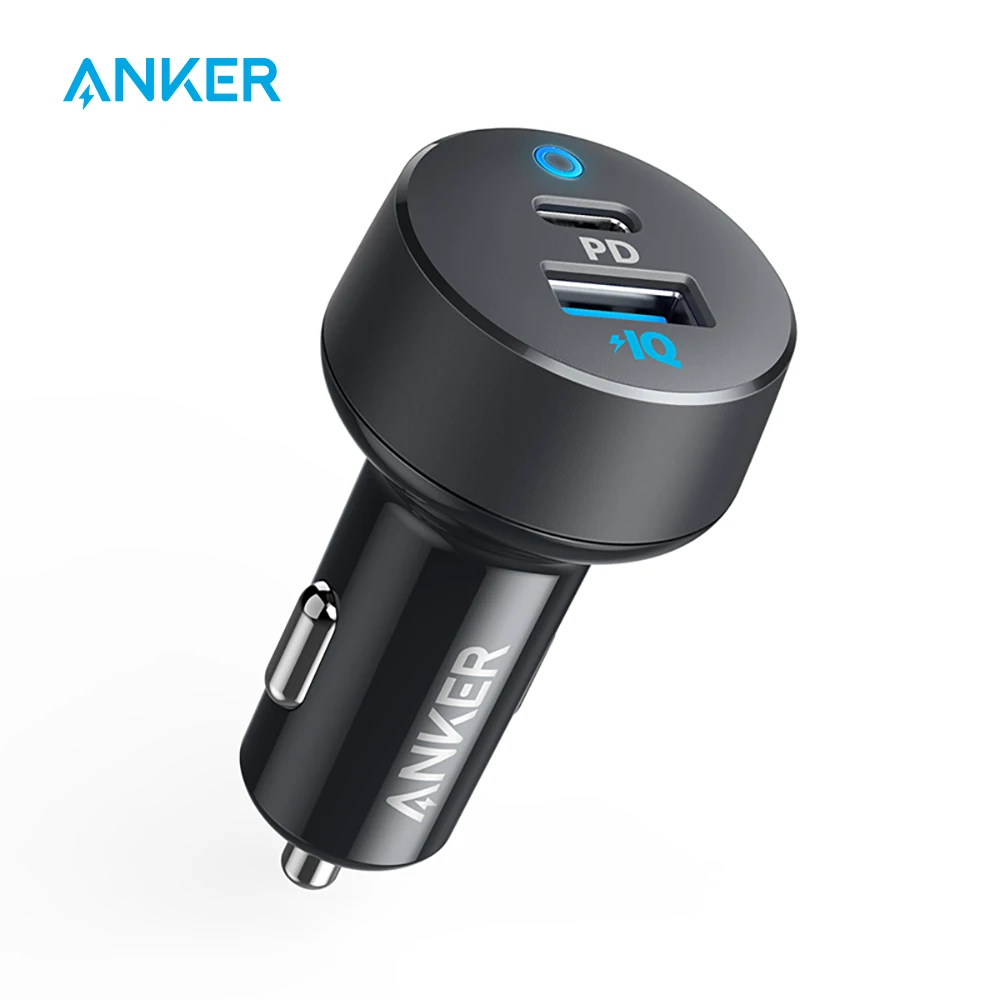 Pаспродажа Anker автомобильное зарядное устройство font b USB b font C 30 Вт 2 портовый с мощностью 18 Вт и мощностью 12 Вт IQ силовой привод PD 2 светодиодный для iPad iPhone и други...