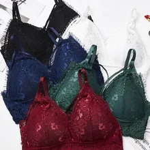 Женский вязаный кружевной бюстгальтер с v-образным вырезом, два пояса, цветочные танки, топ, сексуальные бюстгальтеры без рукавов, дышащее нижнее белье, сексуальное белье