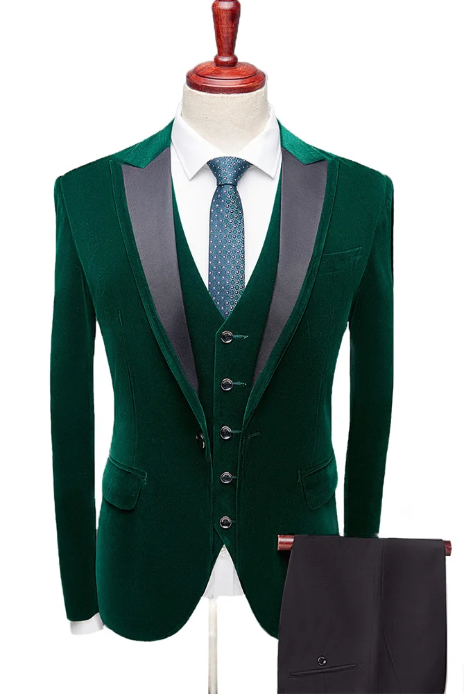 Mens-Dark-green-Slim-Fit-Peaked-Lapel-3-Piece-Suit-Groom-Formal-Business-Tuxedos-Wedding-Men (1)