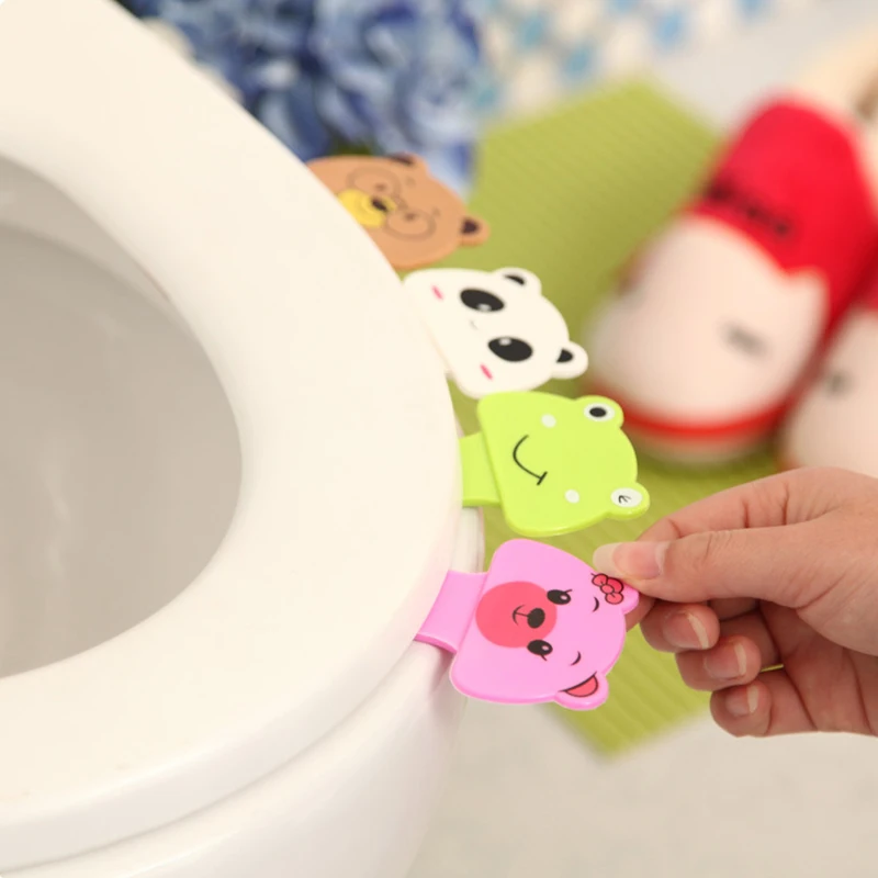 

Hourong 2Pcs Portable Toilet Seat Lifters Cartoon Cover Lifter Toilet Seat Handle Avoid Touching Hygienic Bathroom Accessories