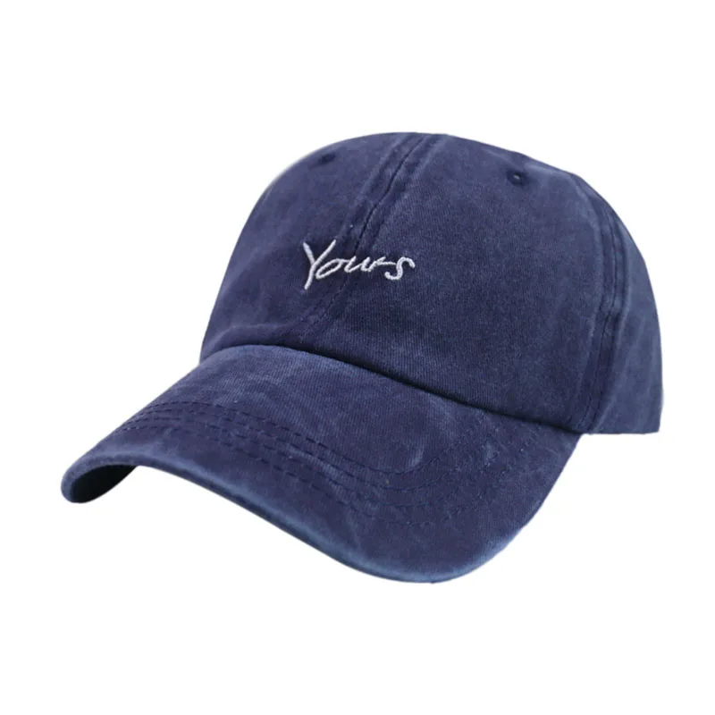 

Winfox High Quality Washed Adjustable Solid Color Letter Print Baseball Cap Women Men Couple Cap Fashion Dad Hats Snapback Cap