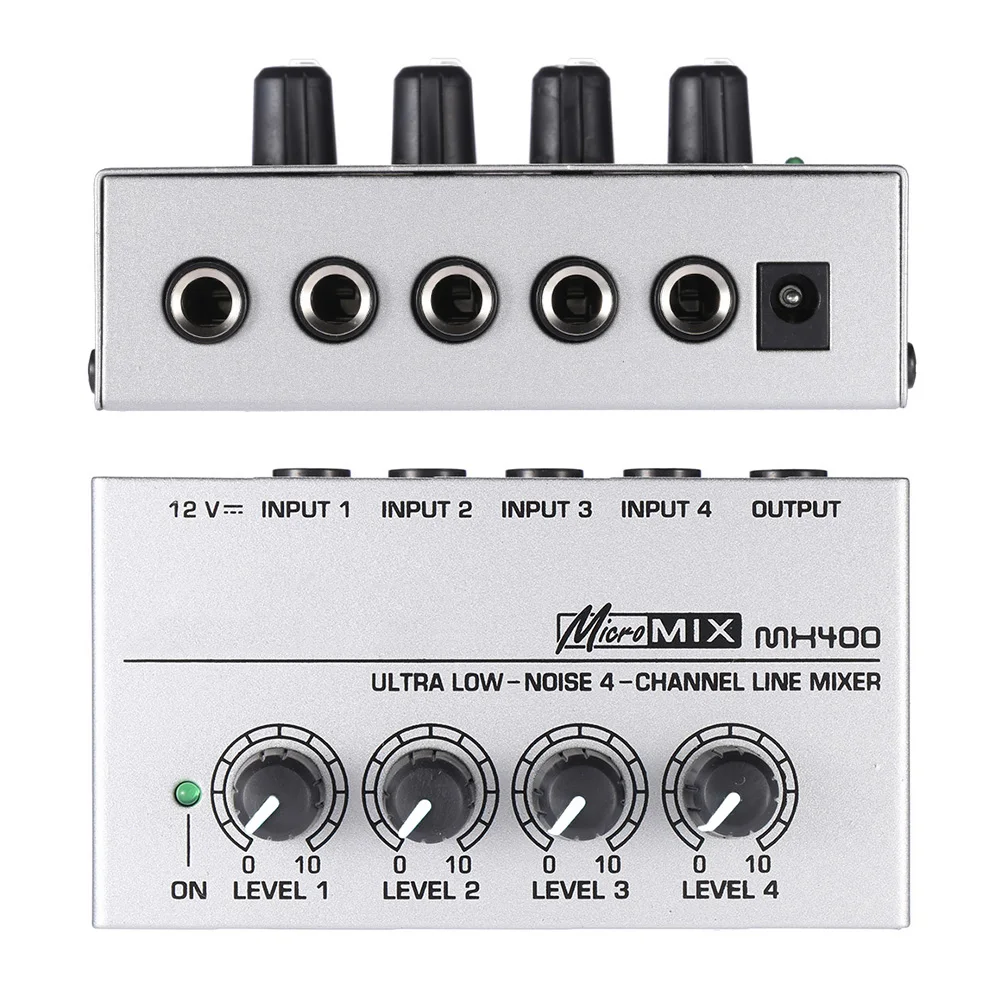 MX400 ультра-компактный низкий Шум 4 Каналы линии моно аудио микшер с Мощность адаптер