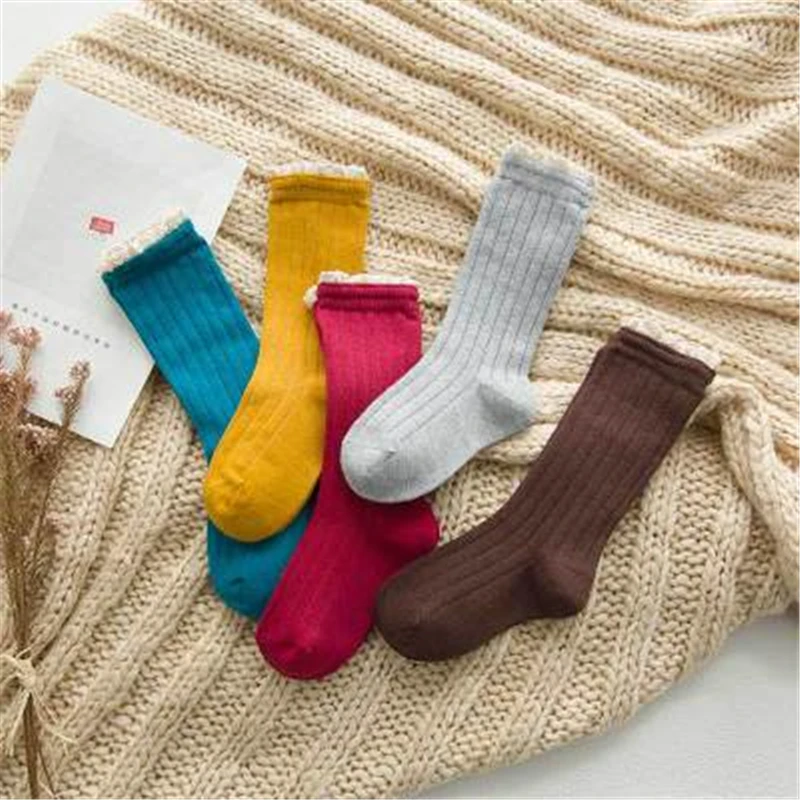 

New Hot Cotton Lace Medium Cute Socks for Baby Girls Toddler Spring Autumn Kids High Knee Sock High-quality gift