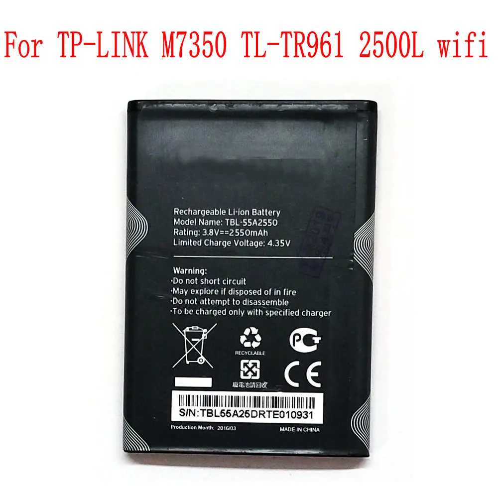 

Original 3.8V 2550mAh TBL-55A2550 For TP-LINK M7350 TL-TR961 2500L Wifi Battery