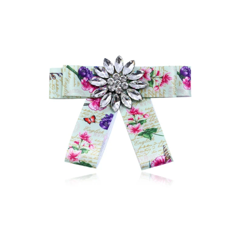 

2019 Luxury Rhinestone Pearl Printed Canvas Bow Tie Brooches For Women Fashion Corsage Ornament Collar jewelry Accessories T14