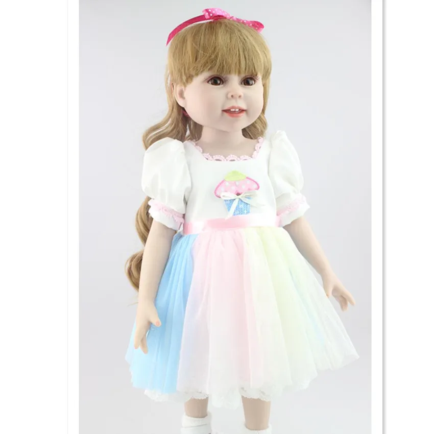 

45 CM Girls Doll Princess Doll with Pink Dress and Shoes,18 Inch Vinyl Doll Toys for Children's Gift