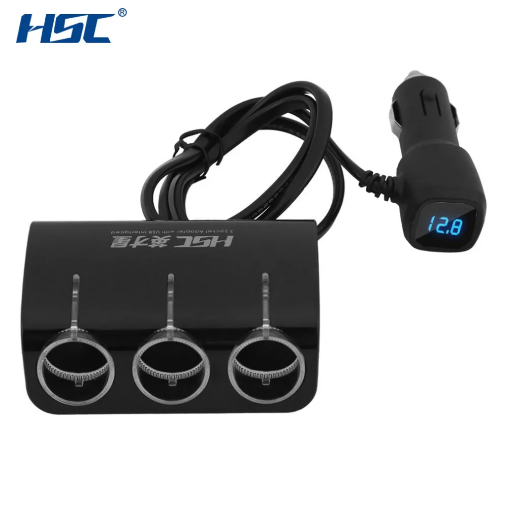 

HSC YC-401A Universal Dual USB 3.1A Car Charger 3 Sockets Car Cigarette Lighter Splitter Power Adapter with Voltage Detecting
