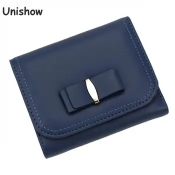 

Unishow Bow Wallet Women Pu Leather Wallet Female Mini Brand Designed Simple Casual Girl Coin Purse Ladies Card Holder Wallet