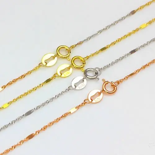 

Fine Jewelry Pure 18k Multi-tone Gold Necklace Women Lucky Singapore Chain 17.7