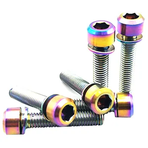 Титановый болт для SHIMANO M6 x16-30mm фиксатор Ti болты головка колонны с шайбой золотого цвета титановые винты Ti крепеж 6 шт. - изображение