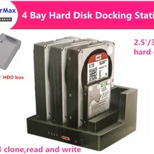 Высокая овец 4 Bay eSATA USB3.0 док-станция для жесткого диска для 2,5 и 3,5 HDD с настраиваемым потоком воздуха, клон kayfun считывания и записи Функция диск сверхвысокой плотности цвет серебристый металлик копия
