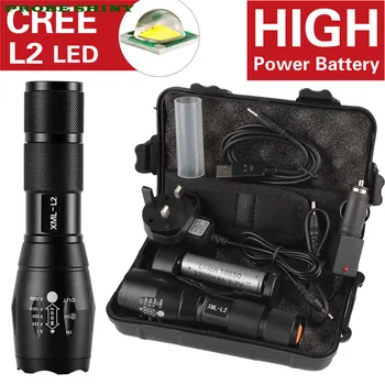 

HOT!!! 6000LM Shadowhawk X800 L2 LED ZOOM Flashlight Torch Powerful Hard Light UK plug battery Free Shipping #NO17