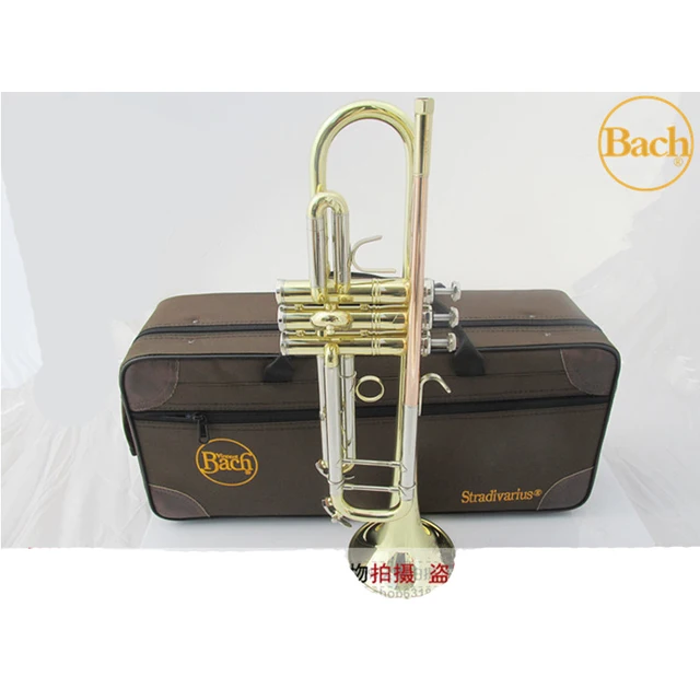 Best price at $161 Cheap Bach TR 800G Professional Bb Trumpet Instruments Gold and Silver Lacquer Plated Brass Musical Instrument Bb Trumpet