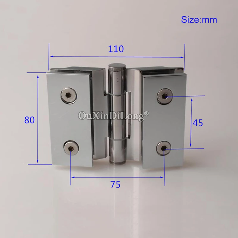 1PCS Copper Glass Door Hinges Frameless Shower Double Door Out-opening Hinges Glass Freely Angle Fixed Holder Brackets