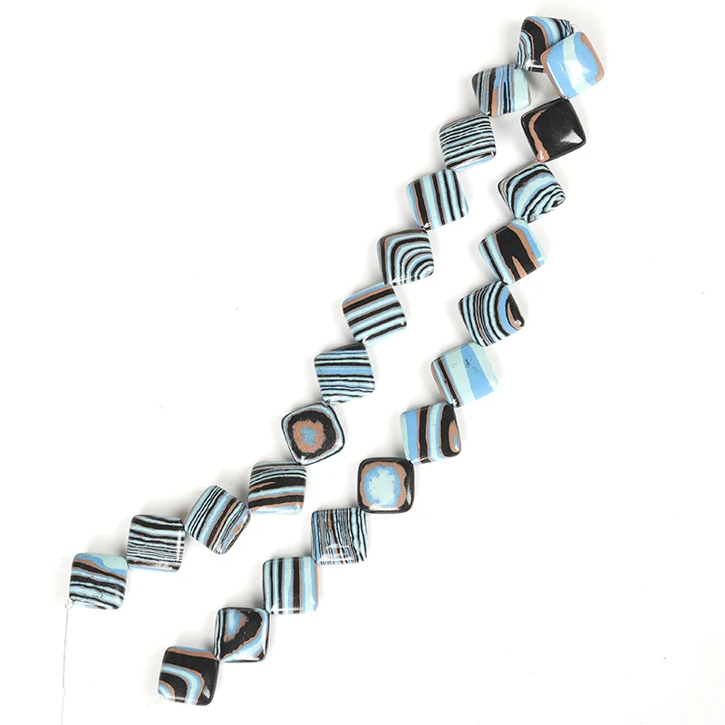 

Have Quadrilateral marble art-ificial Random stripe 14*14*5 mm with Light green and black Loose beads
