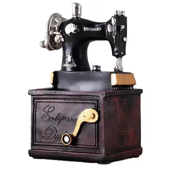 

Vintage Resin Sewing Machine Pen Holder Ornaments Figurine Retro Crafts Old Furniture Sewing Machine Miniature Home Decor Gift