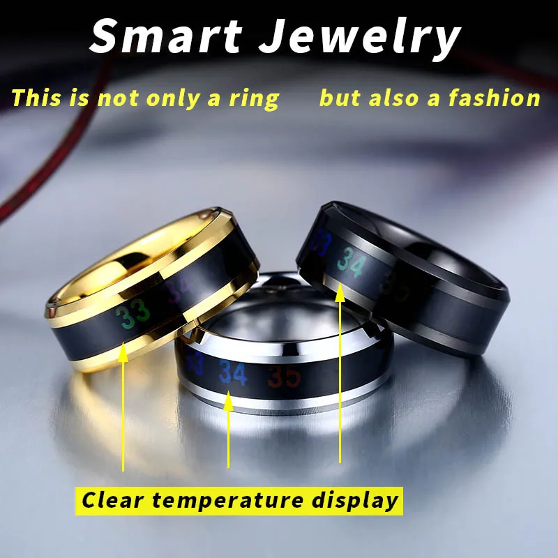 Beier 316L Stainless Steel Simple Intelligent temperature sensing Fashion personality for men wedding gift Ring jewelry LR-R115