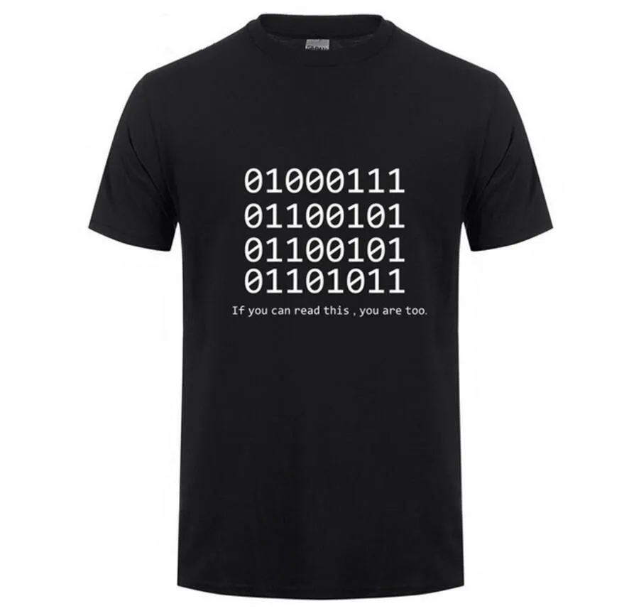 

Cool Creative Custom Tshirt Men's T Shirt Computer Binary Password Printed Geek Answer Casual Loose Handsome Cotton Shirts