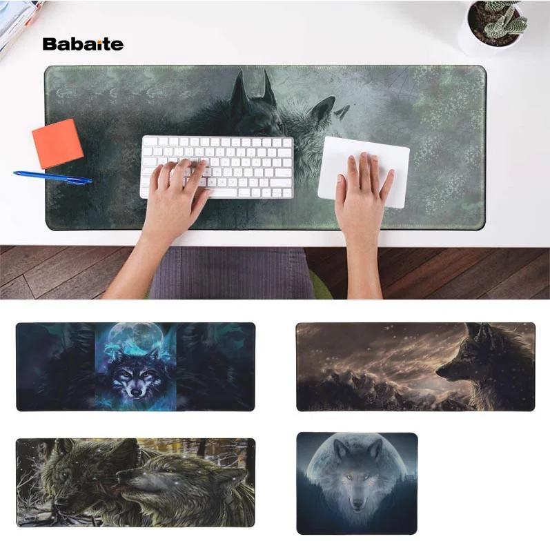 

Babaite 2018 New White And Black Wolf Durable Rubber Mouse Mat Pad Rubber PC Computer Gaming mousepad