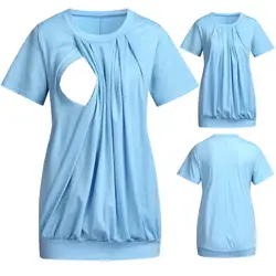 Vetement femme Женские топы для беременных и блузки, одежда с коротким рукавом, многослойные топы для кормящих, футболка для грудного
