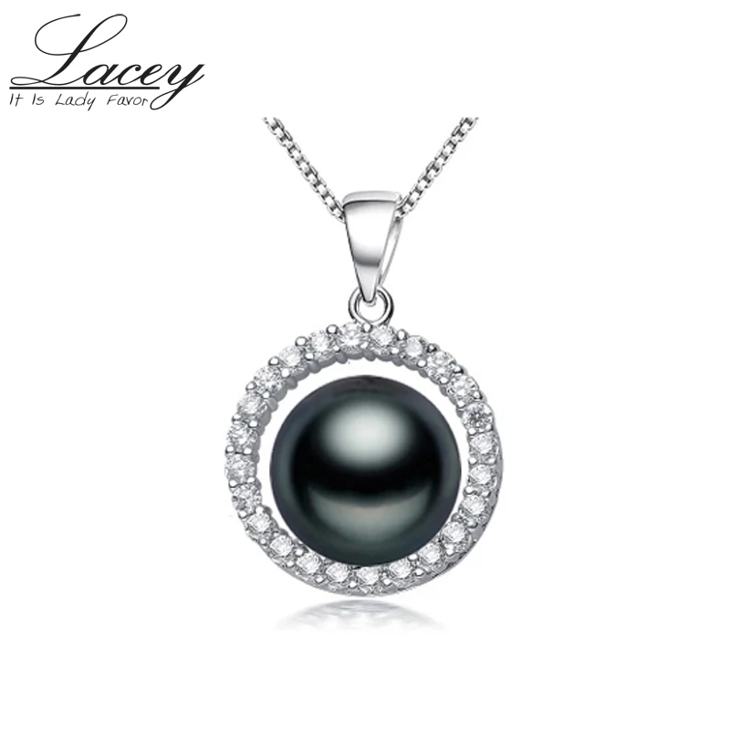 Real Pearl necklace pendant black Freshwater pearl