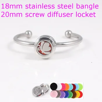 

18mm Stainless Steel Snap Button Bangle 20mm Butterfly Perfume Locket Bangle Screw Aroma Essential Oil Diffuser Bracelet Bangle