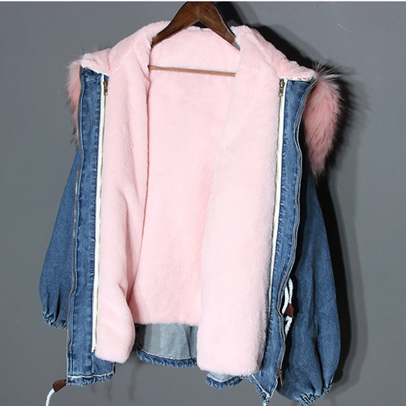 2018 Denim Bouton Revers Unique Tops Blue Épais Polaire Hiver Joker Femmes Automne Casual Lâche Et Vestes Poitrine Manteaux Double fOvrnfSwx