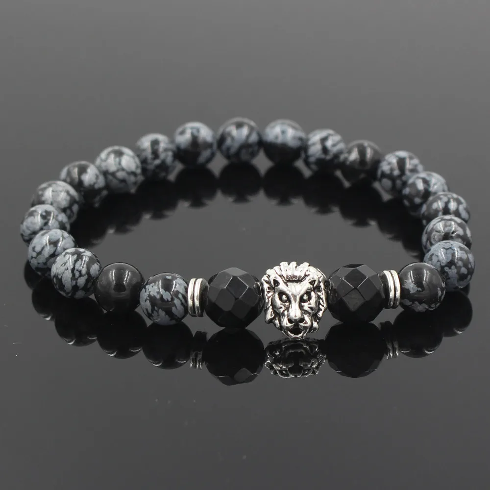 NADEEM Wholesale Antique Silver Plated Leo Lion Head Bracelet Snoeflake