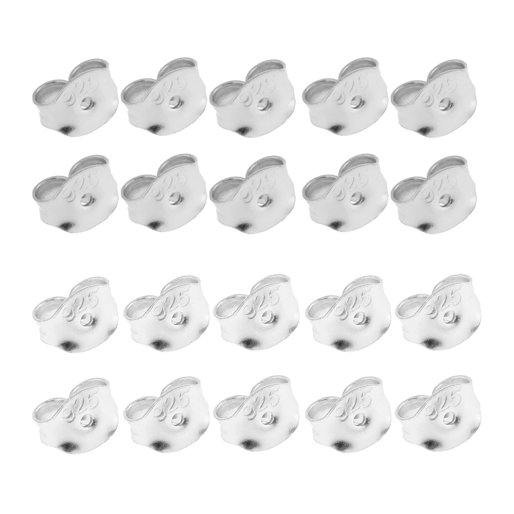 16 Pieces 925 Replacement Earring Backs Stoppers for Ear Studs DIY Craft