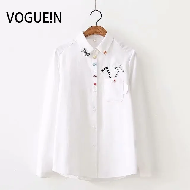 VOGUEIN Новая женская милая блузка с длинными рукавами и бантом, топ