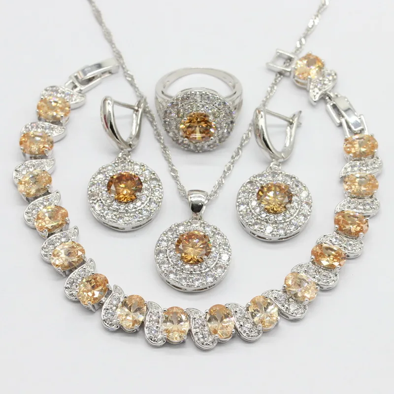 necklace and earring set orange gems