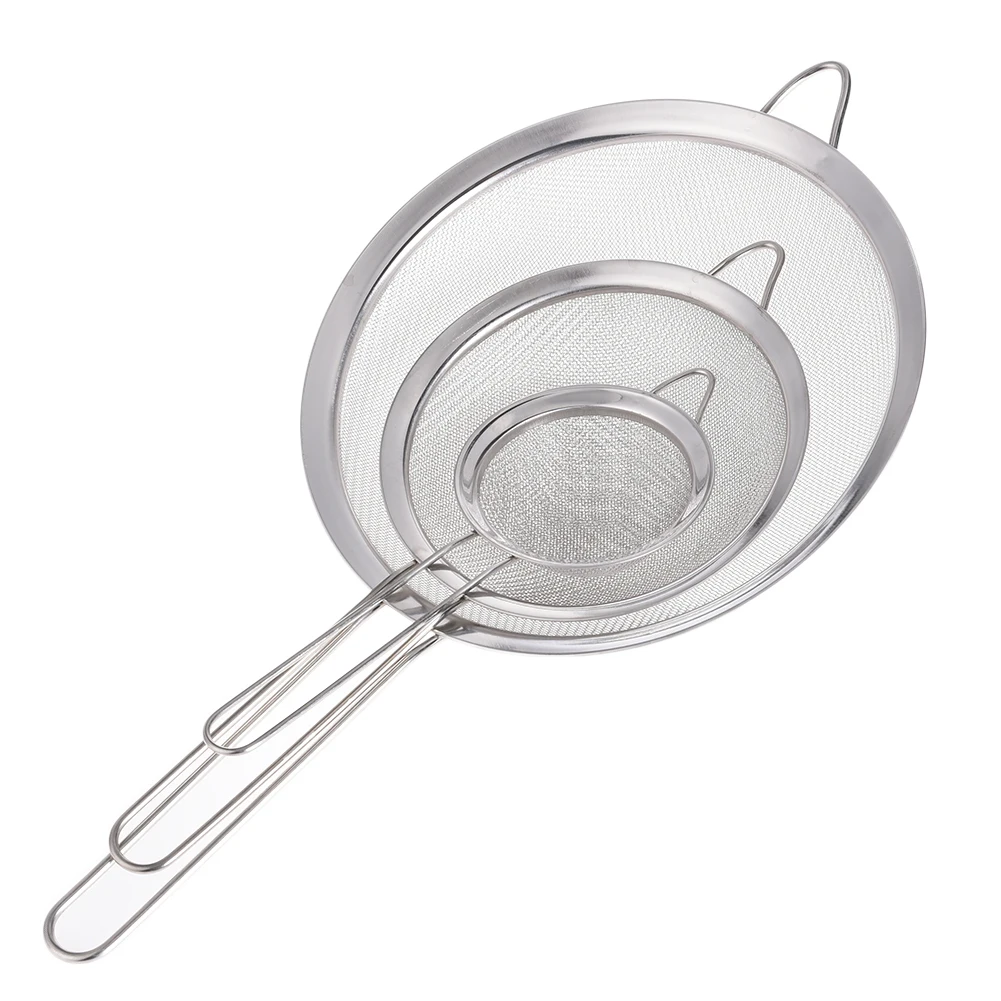 Metal Relaxdays Stainless Steel Strainer Flat Sieve Colander for Pots and Bowls Compact LxW: 32.5 x 13 cm Silver 