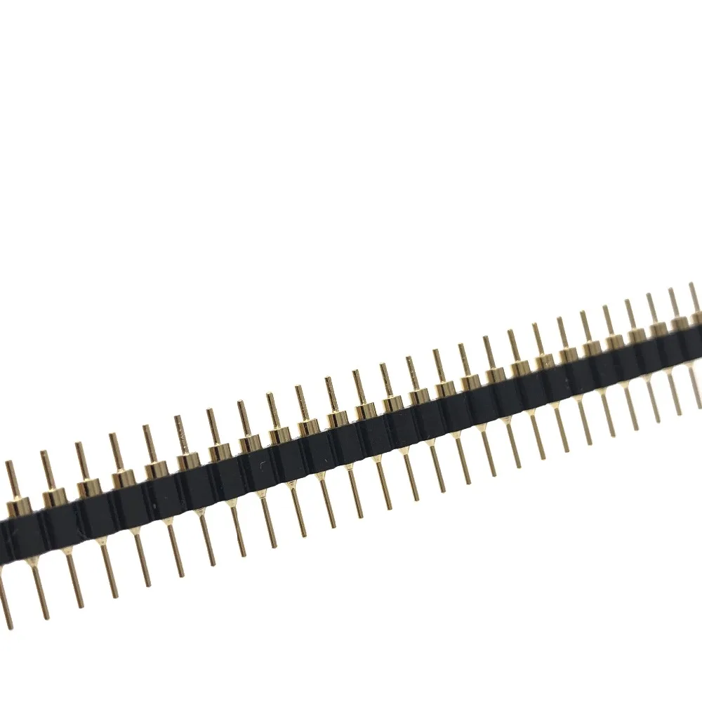 5pcs Gold Round 40pin Male single Row 0.1" 2.54mm Pitch PCB Panel Pin Header