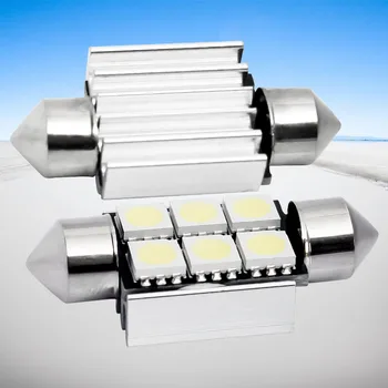 

100pcs 36mm C5W 6 SMD 5050 LED White CANBUS Error Free Car License Plate lights Bulb Reading Dome Festoon Lamp door light 100X