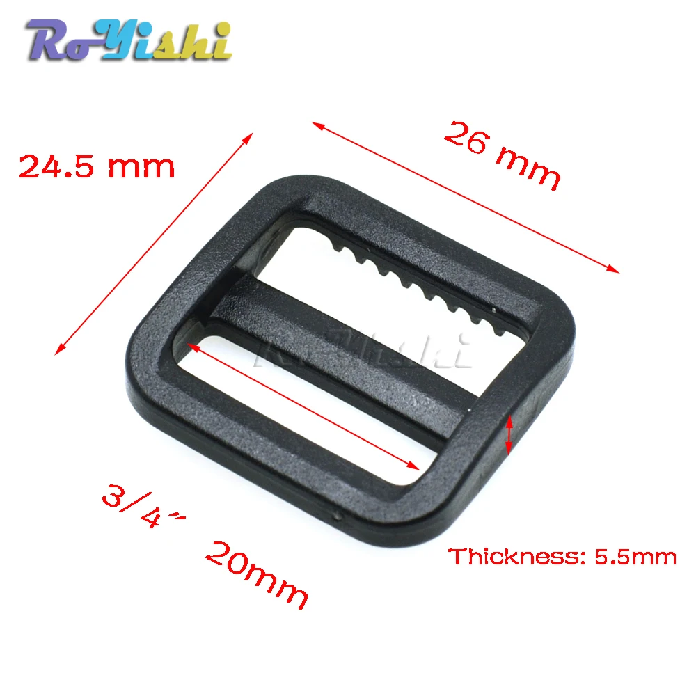 Plastic Adjust Buckles 10 Pcs/Pack Slider Tri Glide Wider Style Backpack Straps Webbing Black